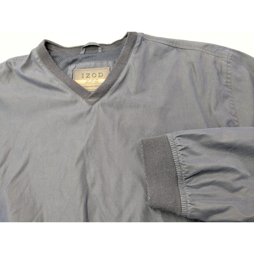 IZOD XFG Golf Pullover Mens XL Windbreaker V Neck Navy Long Sleeve